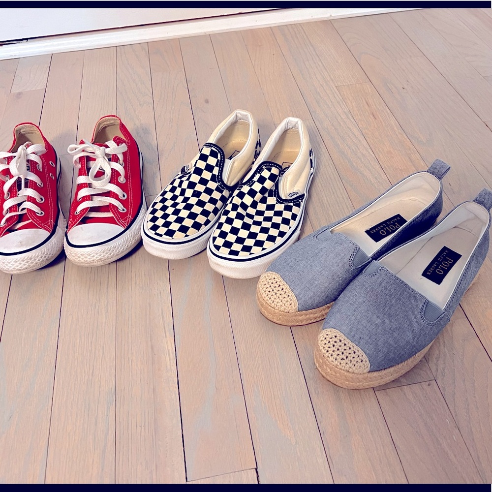 Girl shoes size 3 vans, converse, Ralph Lauren